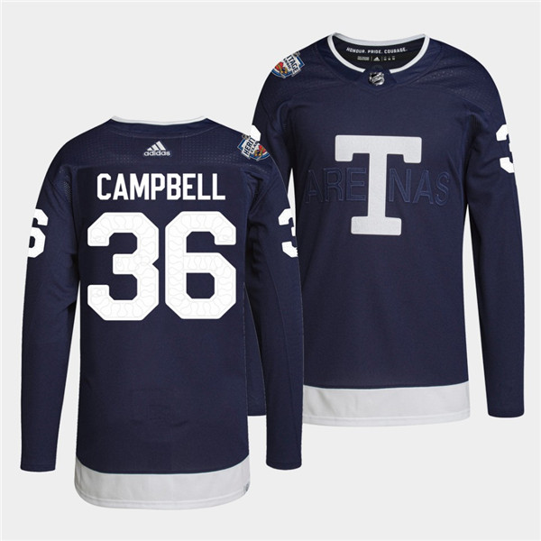 Men's Navy  Toronto Maple Leafs #36 Jack Campbell 2022 Heritage Classic Stitched Jersey